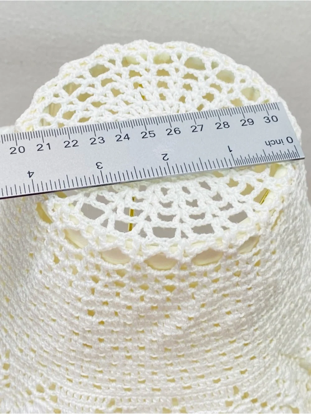 Hand Crocheted Ivory Lampshade Cover W/ Gold Trim Scalloped Edge Cottagecore REA